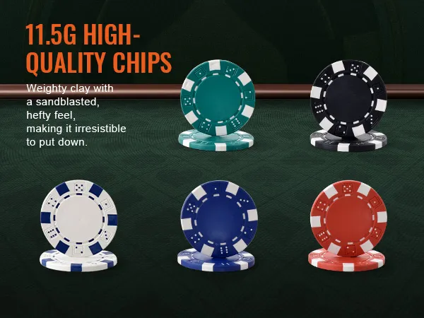 Juego de fichas de póquer VEVOR con fichas de alta calidad de 11,5 g en blanco, azul, rojo, verde y negro.