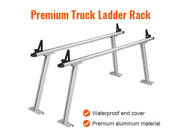 VEVOR truck rack comparison with waterproof end cover, premium aluminum vs. water entry and rust on others.