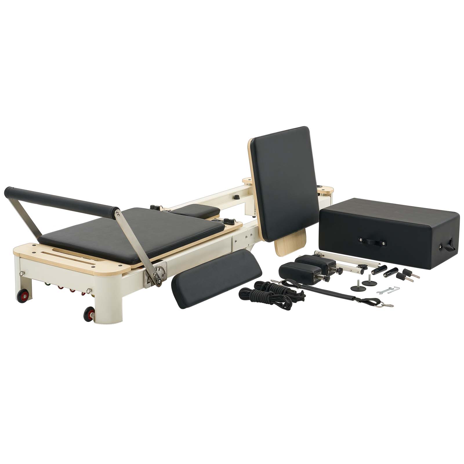 Réformateur Pilates Pliable - Machine D'entraînement à Ressorts, Capacité 136 Kg, Dimensions 105x55x24 Cm, Gris/noir - 11