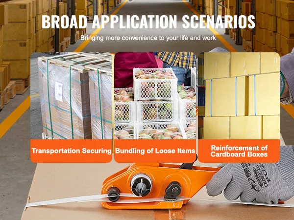 VEVOR banding strapping kit used for securing transportation, bundling loose items, and reinforcing boxes.
