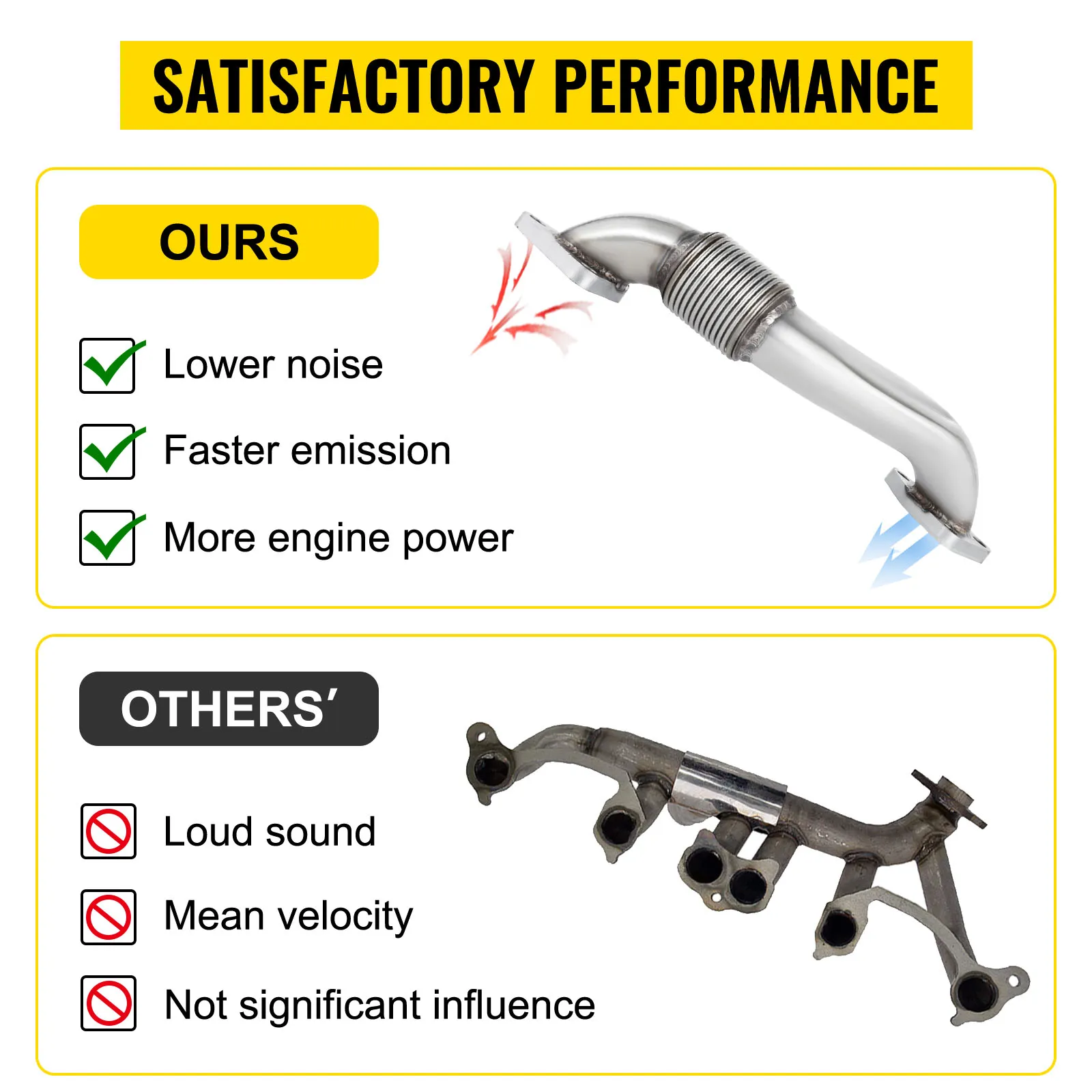 Tubo ascendente VEVOR duramax para menor ruido, emisiones más rápidas y mayor potencia del motor.