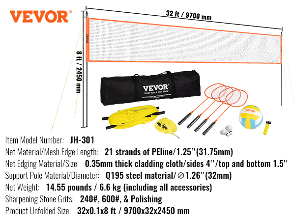Olybeaka All-in-One Sportset – Tragbares Volleyball & Badminton Netz Mit Allem Zubehör Für Strand & Garten