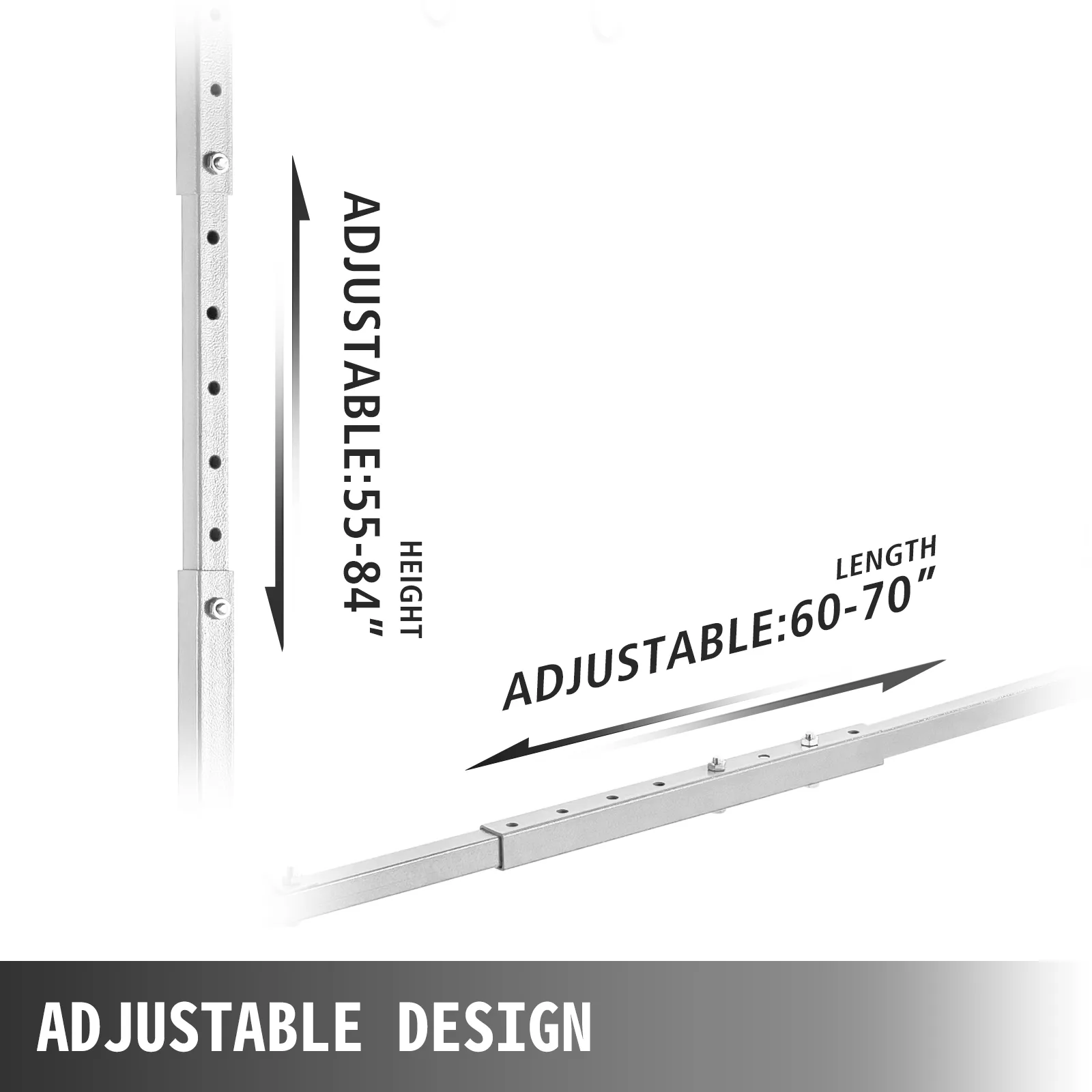 Estante de pintura VEVOR con altura y longitud ajustables de 55-84" y 60-70"