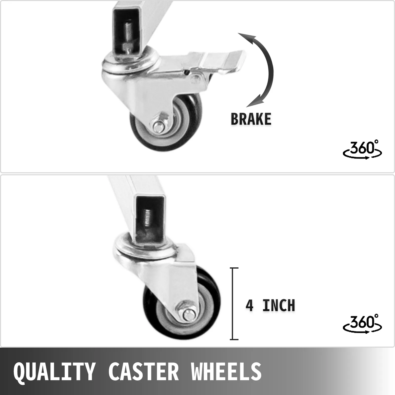 Estante de pintura VEVOR con ruedas giratorias de 4 pulgadas de calidad, función de freno y rotación de 360°.