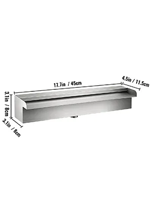 Fuente de piscina VEVOR, acero inoxidable, dimensiones 17,7 x 3,1 x 4,5 pulgadas.
