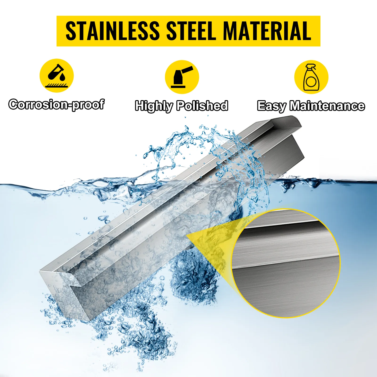 Fuente de piscina VEVOR con material de acero inoxidable, a prueba de corrosión y altamente pulido.