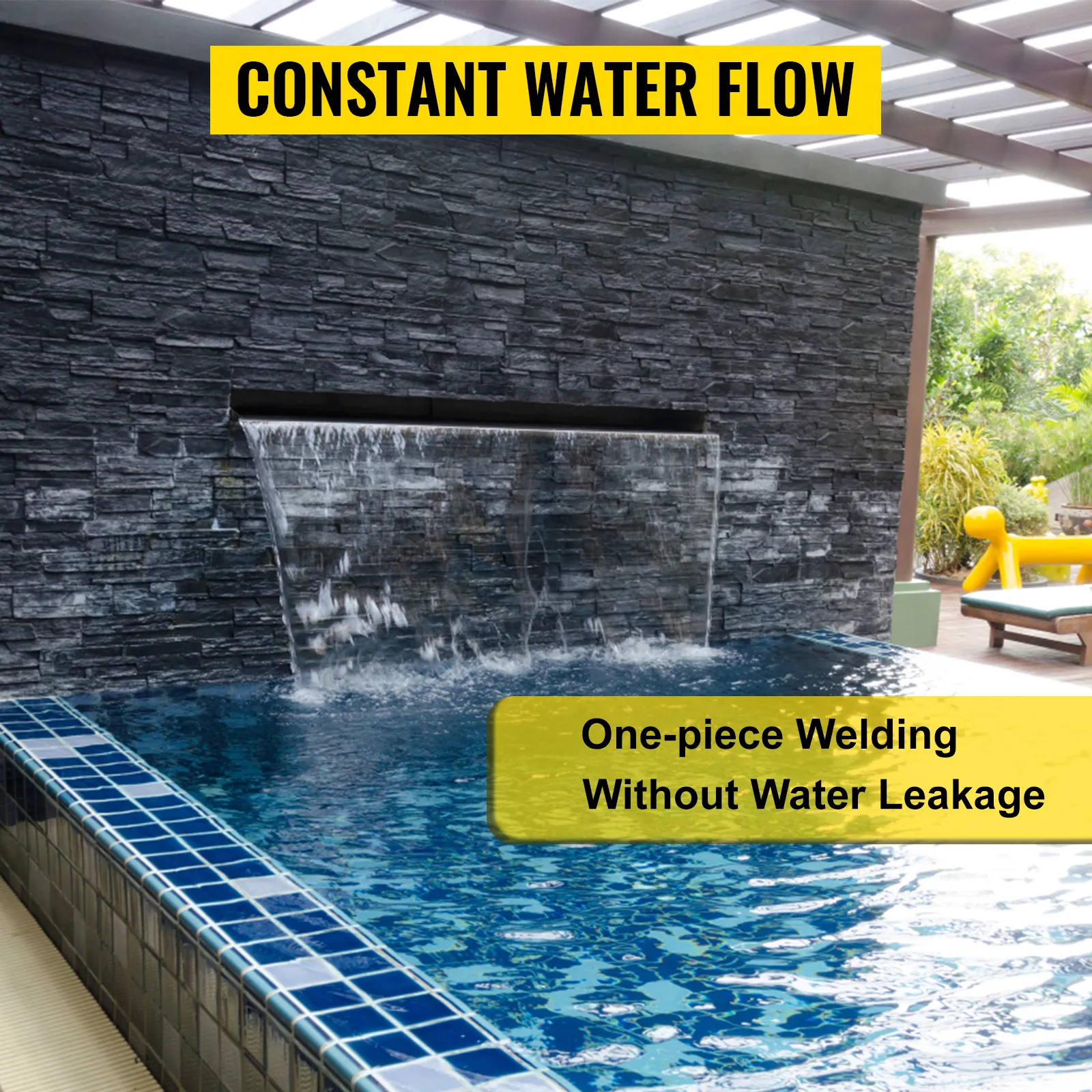 VEVOR pool fountain with seamless one-piece welding for constant water flow.