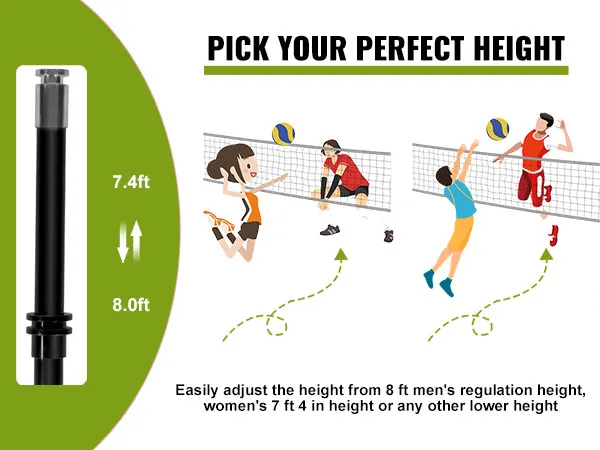 Red de entrenamiento de voleibol VEVOR ajustable con opciones de altura de 7,4 pies a 8 pies para un juego perfecto.