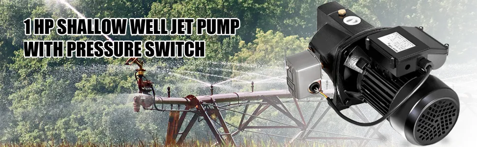 Bomba de chorro para pozo poco profundo VEVOR con presostato y sistema de rociadores en el fondo.