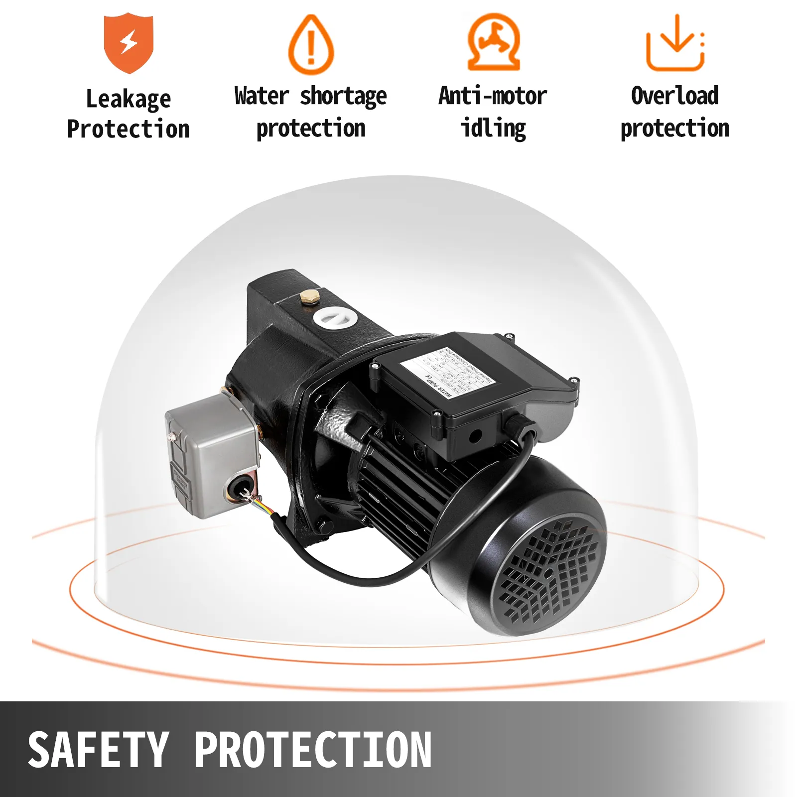 Bomba de chorro para pozos poco profundos VEVOR con funciones de protección de seguridad.