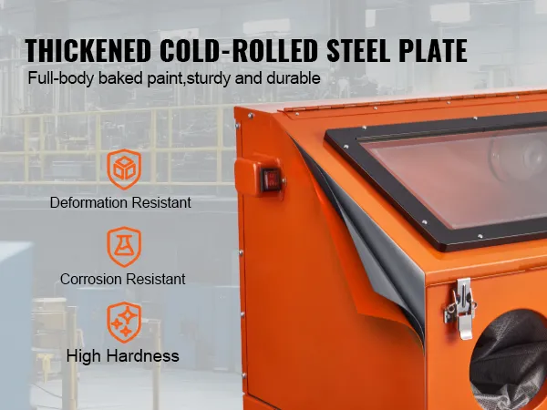 verdickte kaltgewalzte Stahlplatte auf VEVOR-Sandstrahlkabine, robust, korrosionsbeständig, hohe Härte.