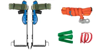 VEVOR tree climbing spikes with straps, belts, and additional accessories.