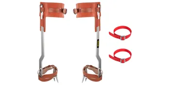 Puntas para trepar árboles VEVOR con correas de cuero y soportes de tobillo rojos