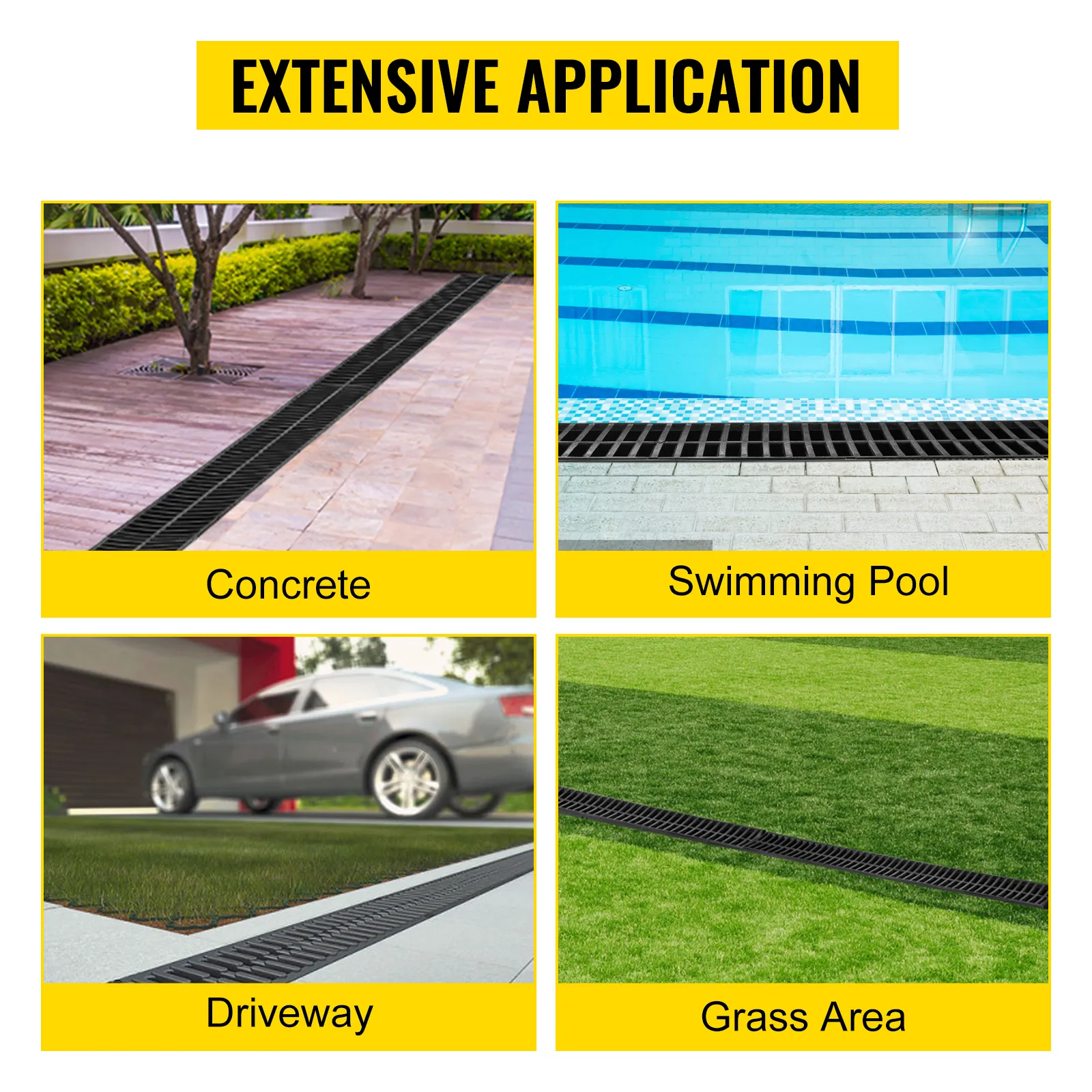 Sistema de drenaje de zanja VEVOR para hormigón, piscinas, caminos de acceso y áreas de césped.