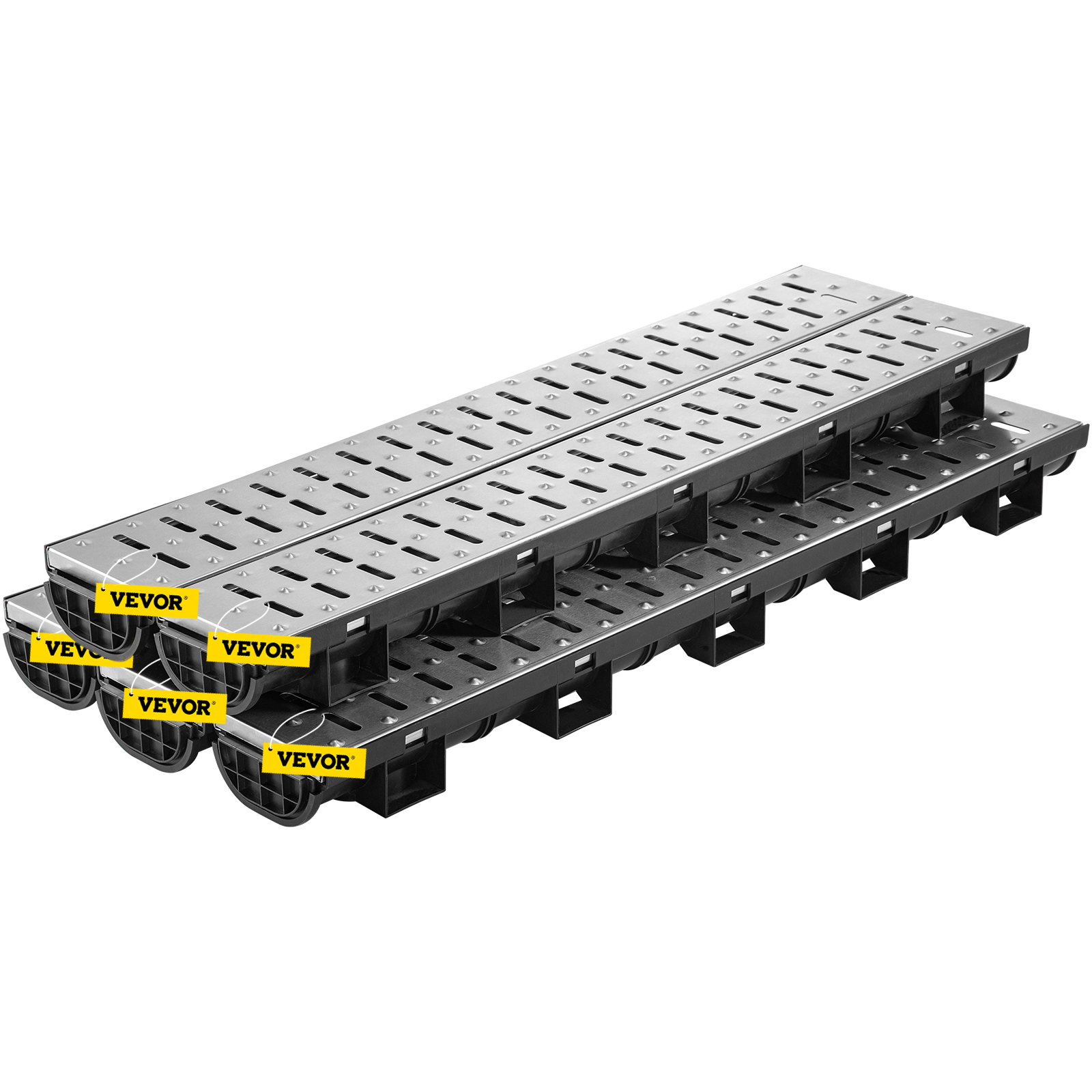 Caniveau De Drainage Extérieur En Acier Inoxydable Et Résine - Largeur 10 Cm, Hauteur 6 Cm, Longueur 60 Cm - 7
