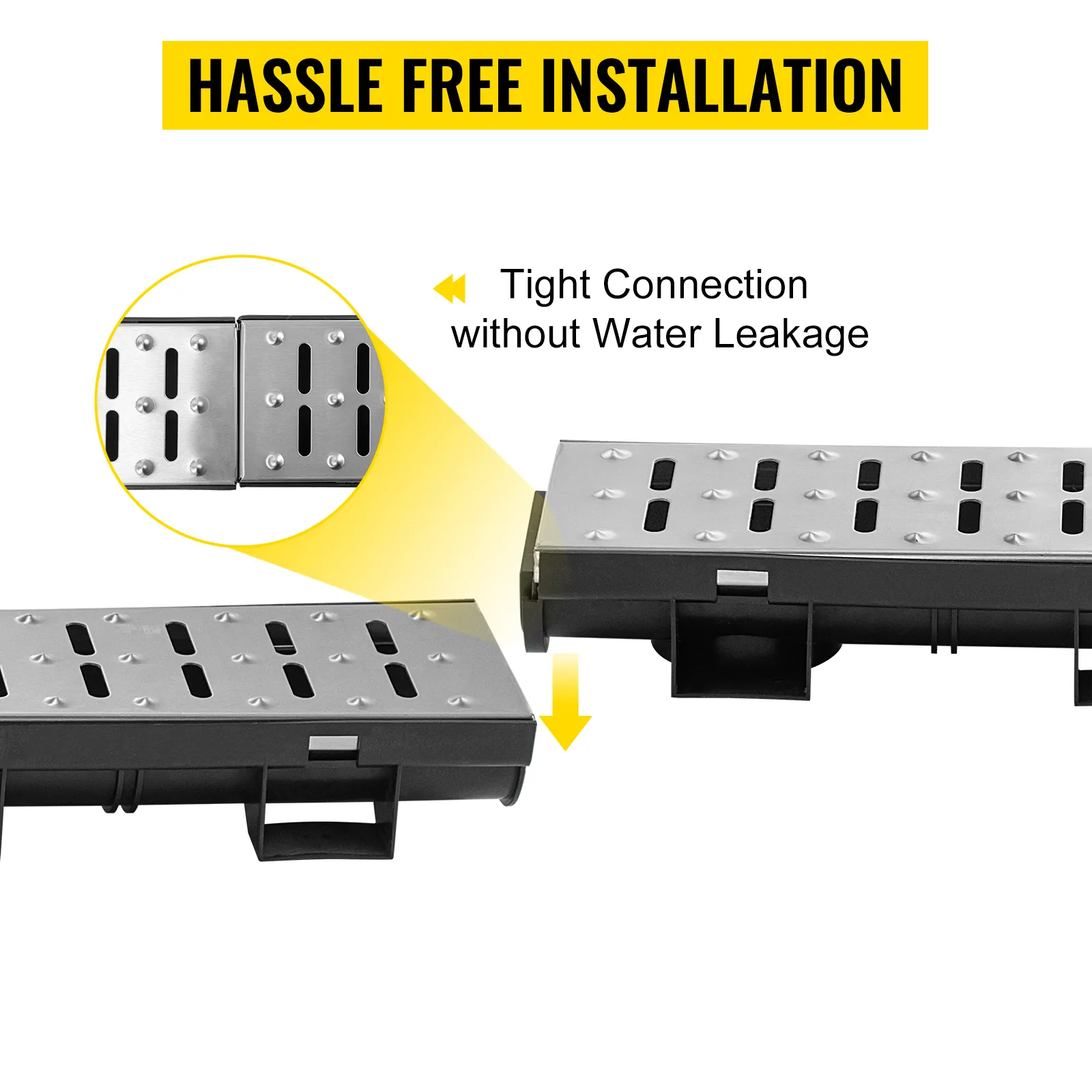 Sistema de drenaje de zanja VEVOR con conexión hermética para una instalación sin complicaciones.