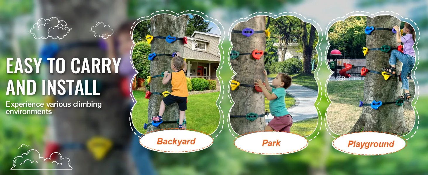 Kit de escalada de árboles VEVOR fácil de transportar e instalar en patios, parques y áreas de juegos.
