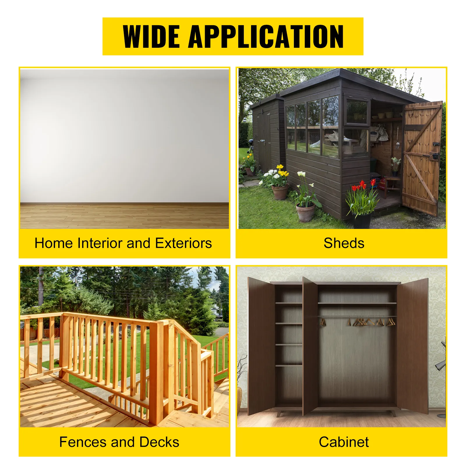 Pulverizador de pintura sin aire VEVOR para interiores y exteriores de viviendas, cobertizos, cercas, terrazas y gabinetes.