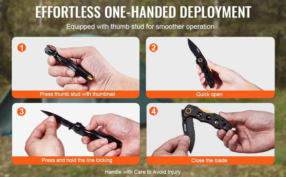 Folding Pocket Knife 3 in/7.6 cm 7Cr17Mov Blade Aluminum Handle Sharp