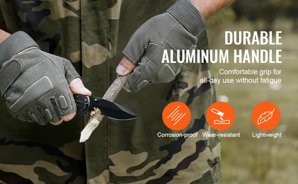 Folding Pocket Knife 3 in/7.6 cm 7Cr17Mov Blade Aluminum Handle Sharp