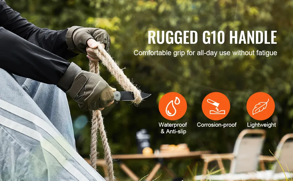 Folding Pocket Knife 3.5 in/8.8 cm D2 Steel Blade G10 Handle Pocket Clip