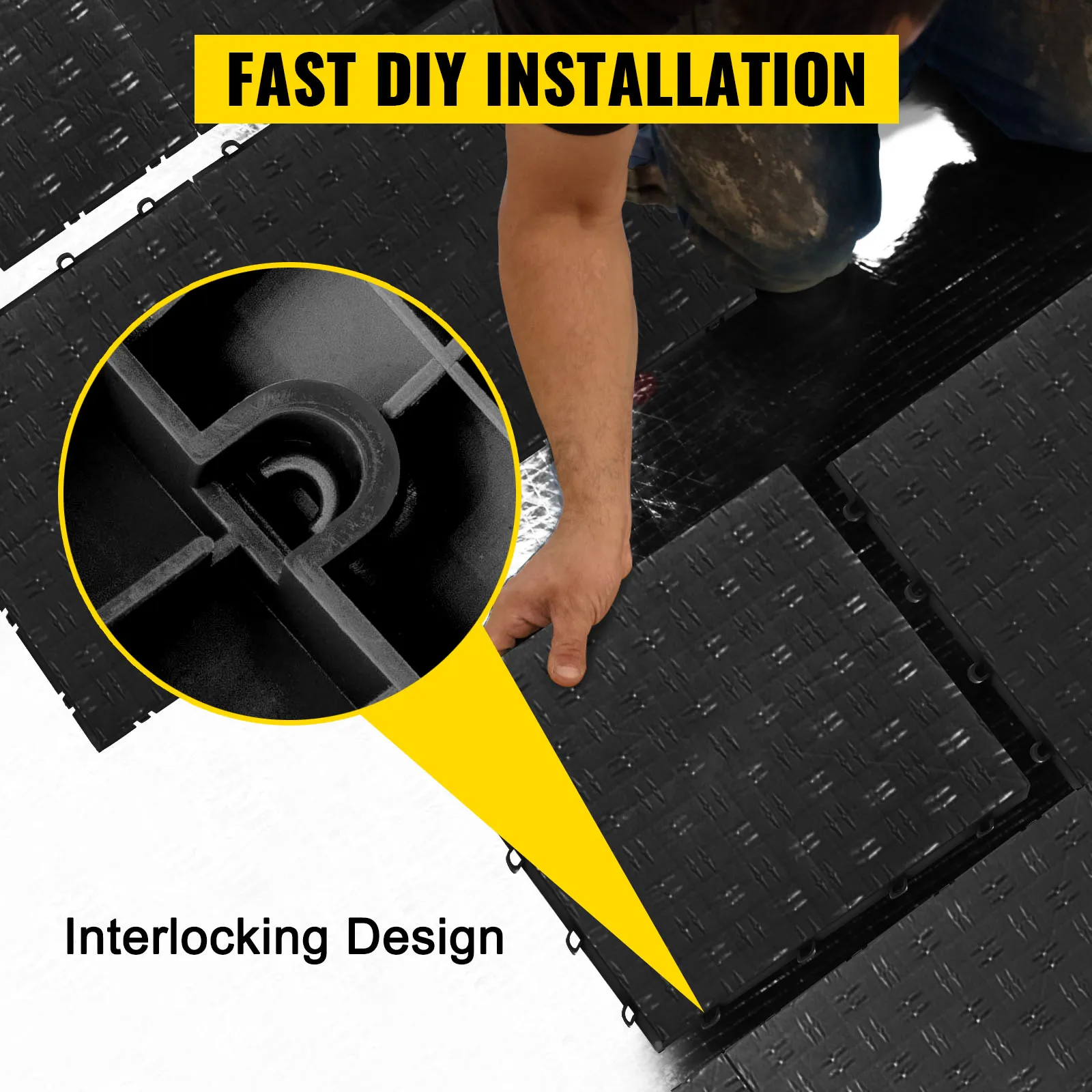 fast diy installation with interlocking VEVOR garage tiles.