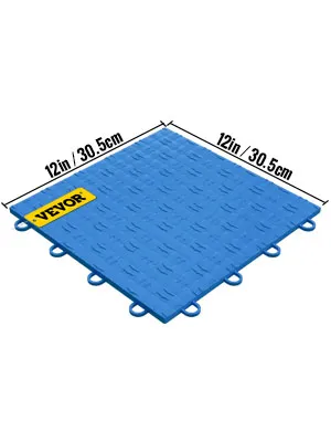 Azulejo de garaje azul VEVOR, 12 x 12 pulgadas con bordes entrelazados y la marca VEVOR.