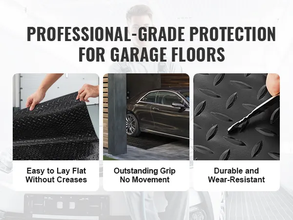VEVOR garage floor mats offer easy installation, strong grip, and durability for garage floors.