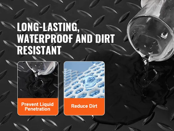 VEVOR garage floor mats: long-lasting, waterproof, and dirt resistant. prevent liquid penetration and reduce dirt.