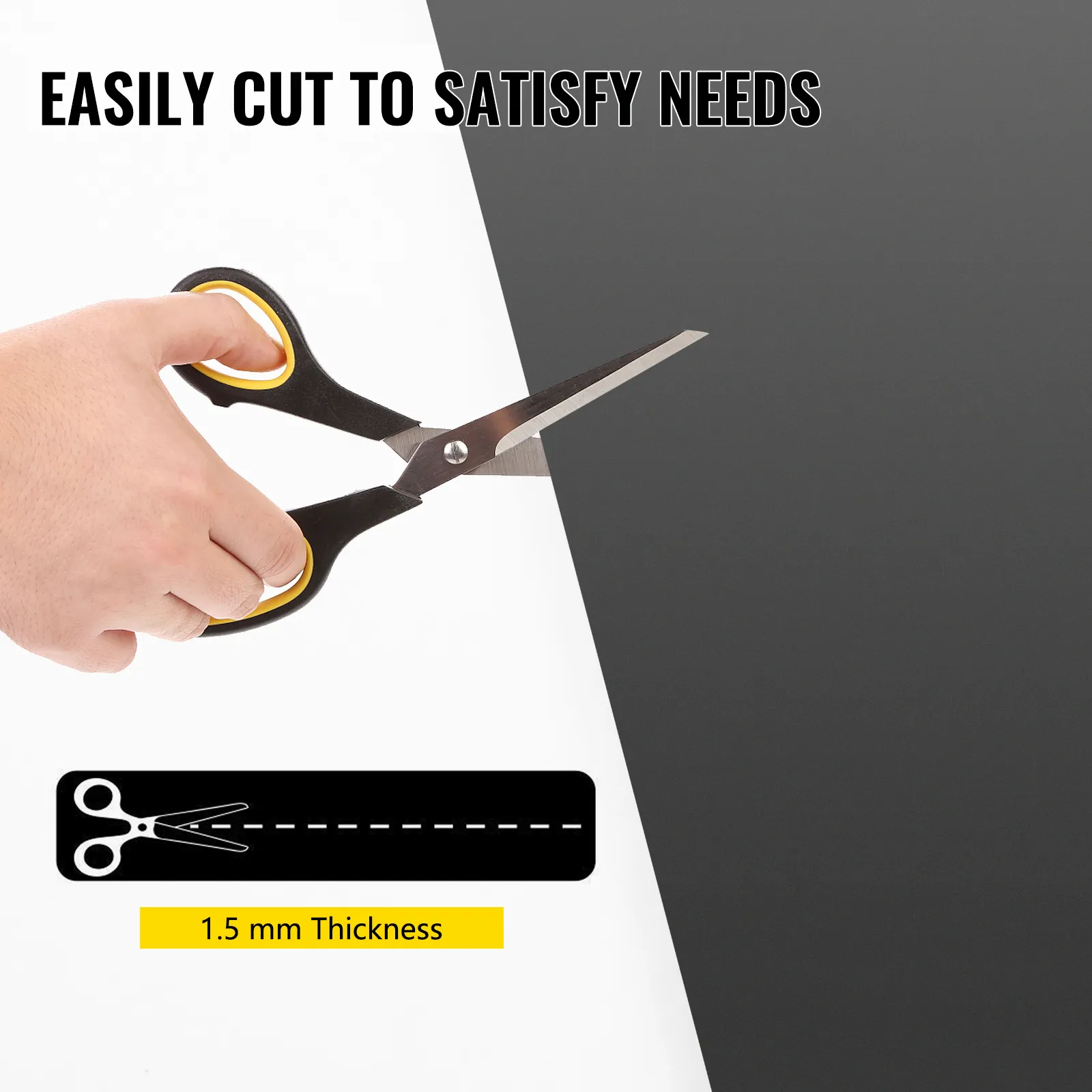 scissors cutting VEVOR dance floor material, 1.5 mm thickness, easy to customize.