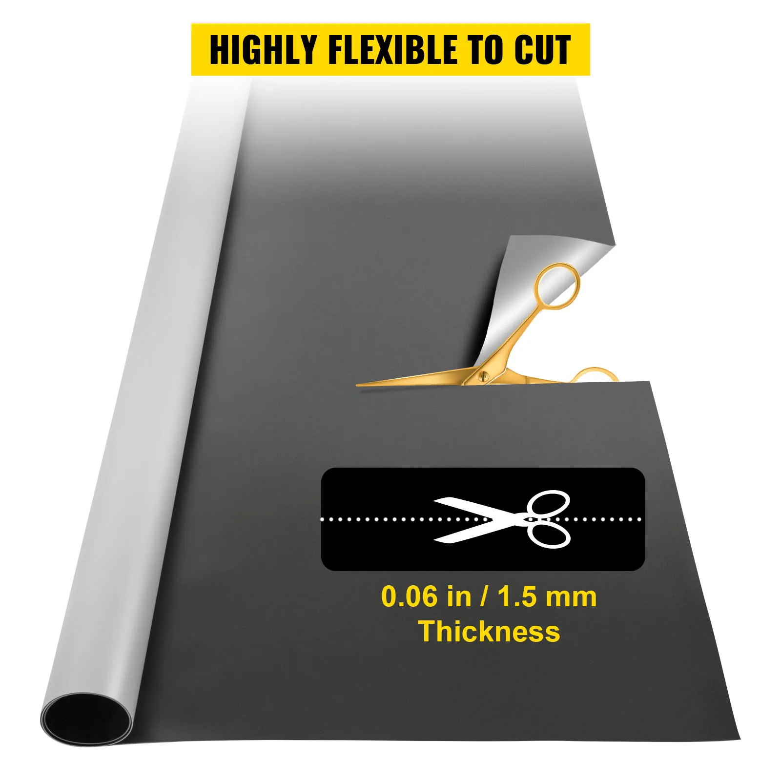 VEVOR dance floor, 0.06 in thick, highly flexible to cut with scissors.