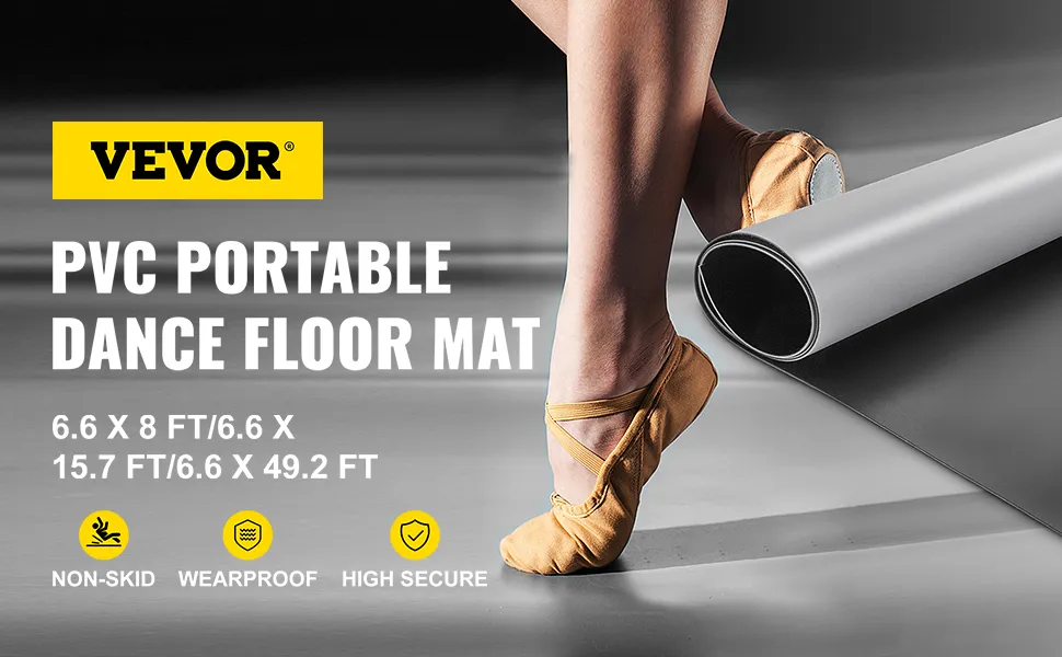 Pista de baile enrollable VEVOR, colchoneta portátil de PVC con pies de bailarina en zapatillas de ballet.