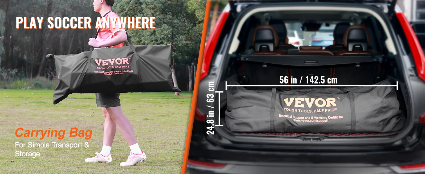Bolsa de transporte para portería de fútbol portátil VEVOR que se puede transportar y guardar en el maletero de un automóvil (56" x 24,8").