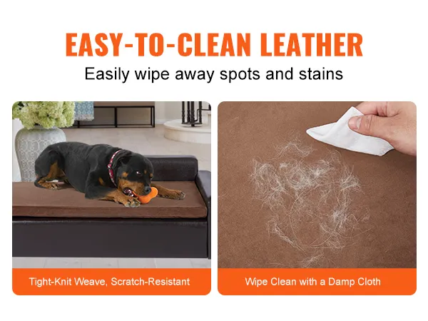 VEVOR hondenbank: gemakkelijk schoon te maken leer, dicht geweven, krasbestendig, afneembaar met een vochtige doek.