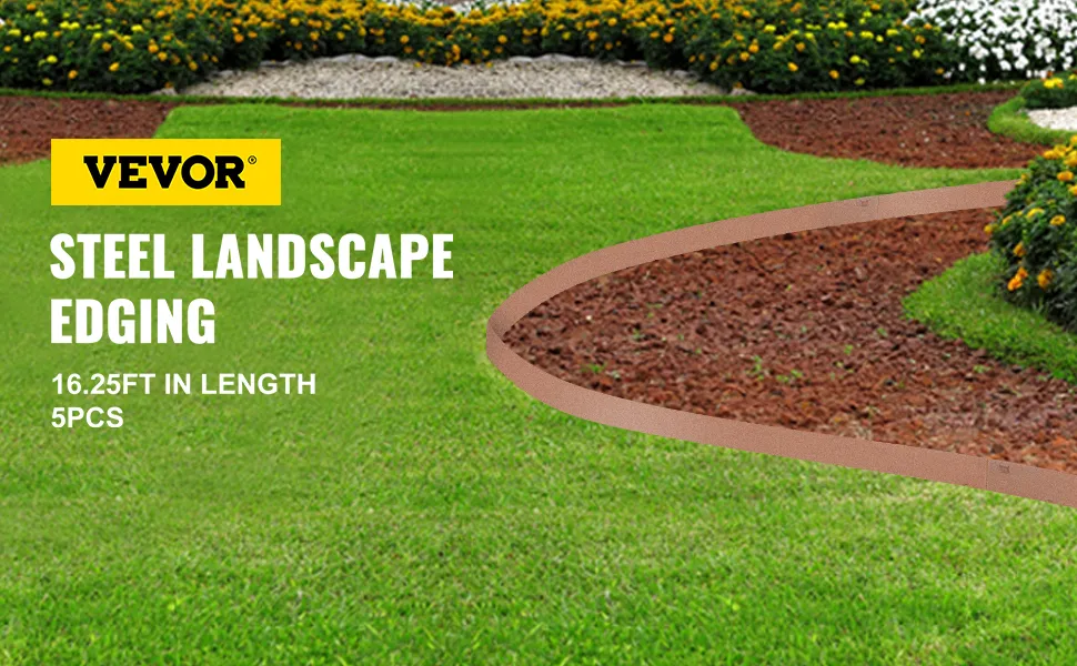 VEVOR steel lawn edging defines garden borders with a sleek, durable finish.