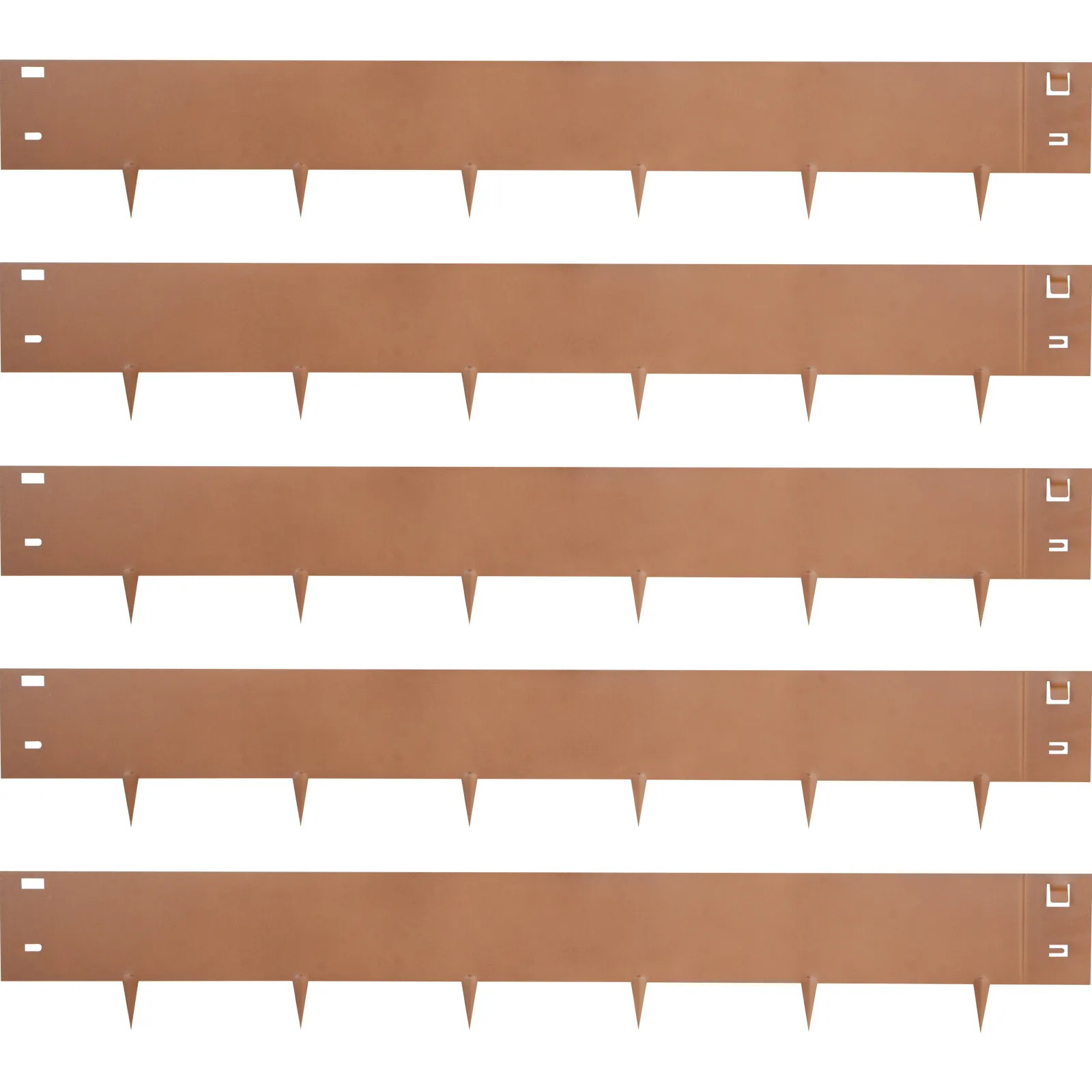 VEVOR steel lawn edging, copper color, with spikes for secure ground installation, 5 pieces.