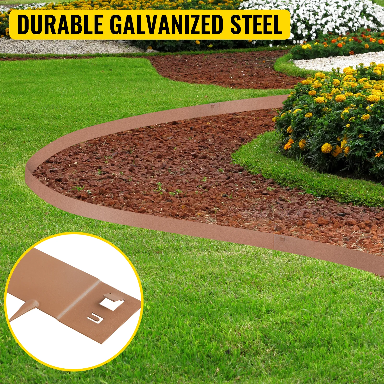 VEVOR steel lawn edging highlighting strong and elegant garden borders.
