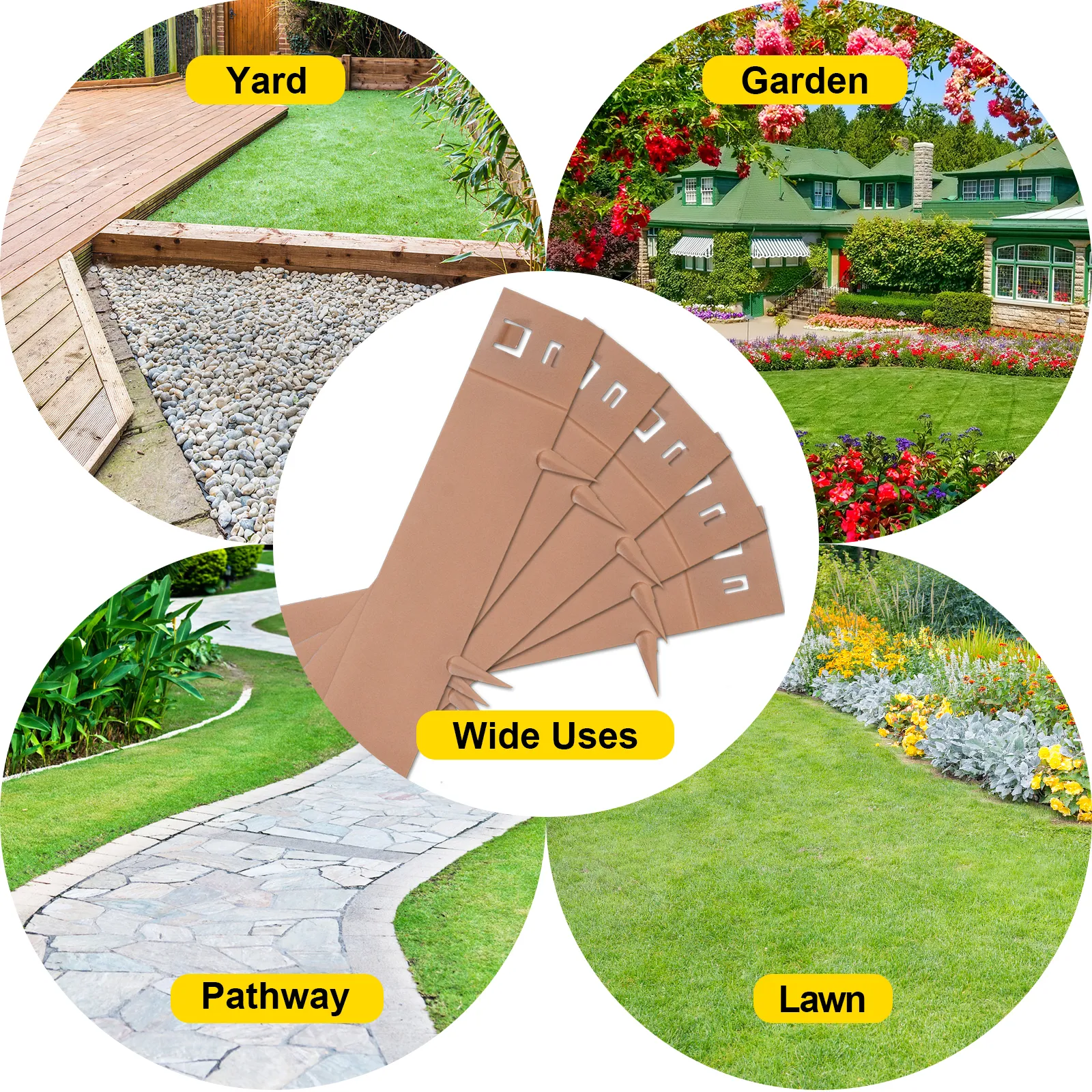 VEVOR steel lawn edging for yard, garden, pathway, and lawn uses.