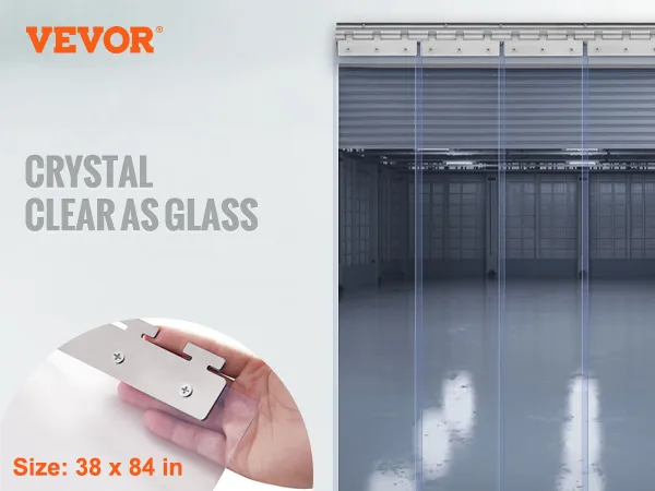 VEVOR freezer curtain, crystal clear, no impact on lighting, size: 38 x 84 inches.