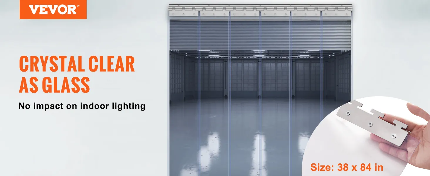 VEVOR freezer curtain, crystal clear, no impact on lighting, size: 38 x 84 inches.
