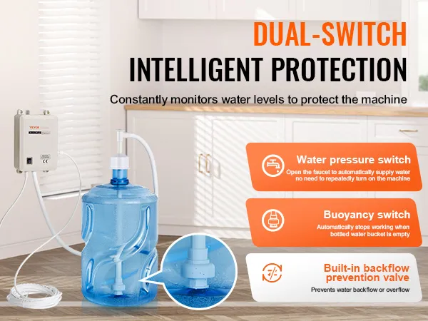 Dispensador de agua VEVOR con protección inteligente de doble interruptor, interruptor de presión de agua e interruptor de flotabilidad.
