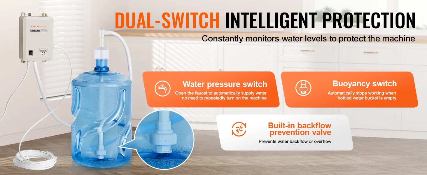 Dispensador de agua VEVOR con protección inteligente de doble interruptor, interruptor de presión de agua e interruptor de flotabilidad.