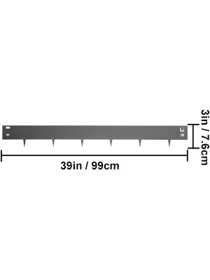 Borde de césped de acero VEVOR, 39 pulgadas de largo, 3 pulgadas de alto, con seis estacas.