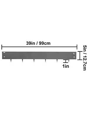 Borde de césped de acero VEVOR, 39 pulgadas de largo, 5 pulgadas de alto y 1 pulgada de profundidad para bordes de jardín.