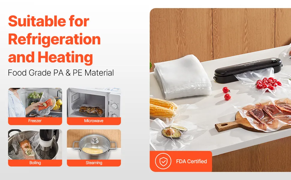 VEVOR Vacuum Sealer Bags, 200 PCS x 12 Inch Durable Seal Bags