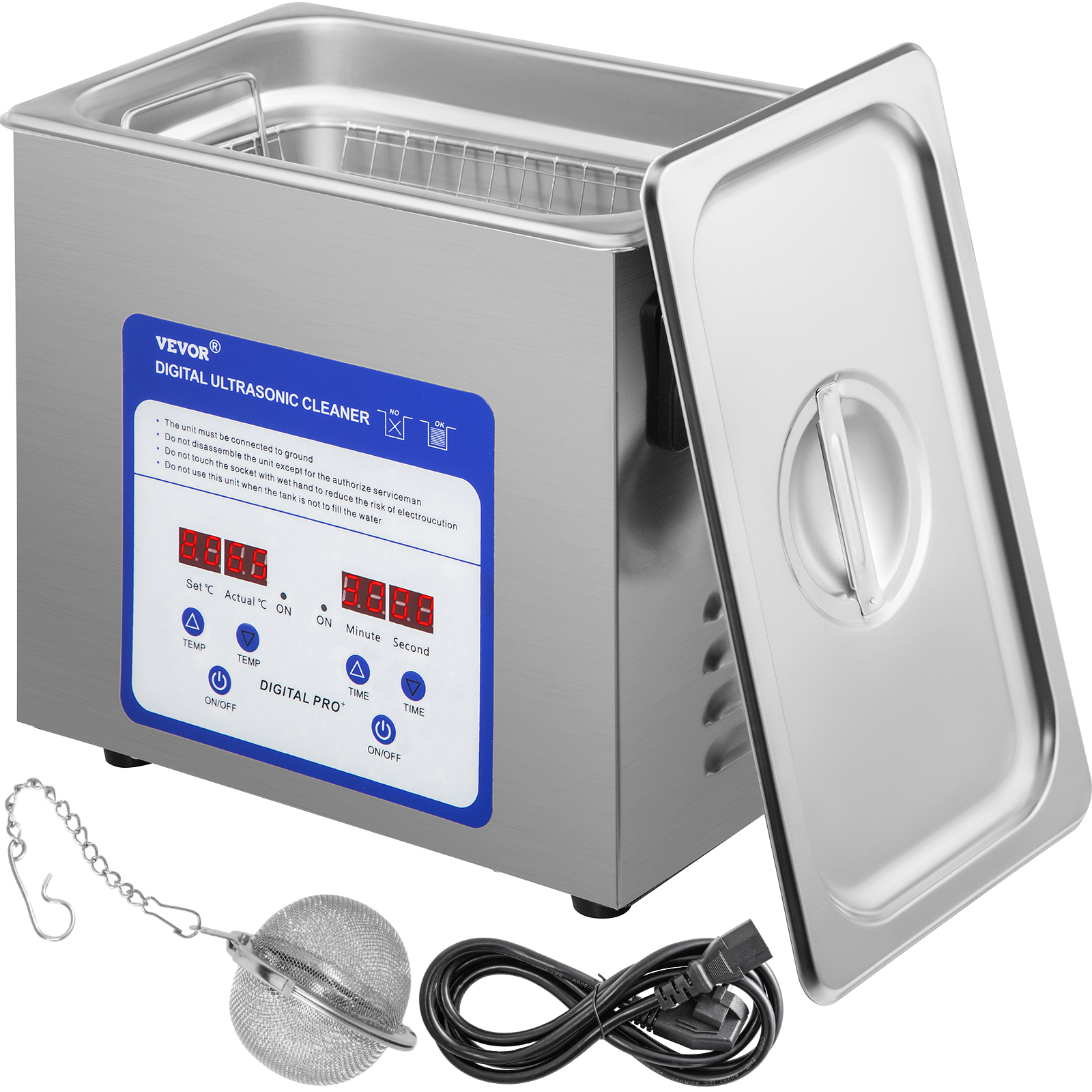 VEVOR Digital Ultrasonic Cleaner 3L Ultrasonic Cleaning Machine
