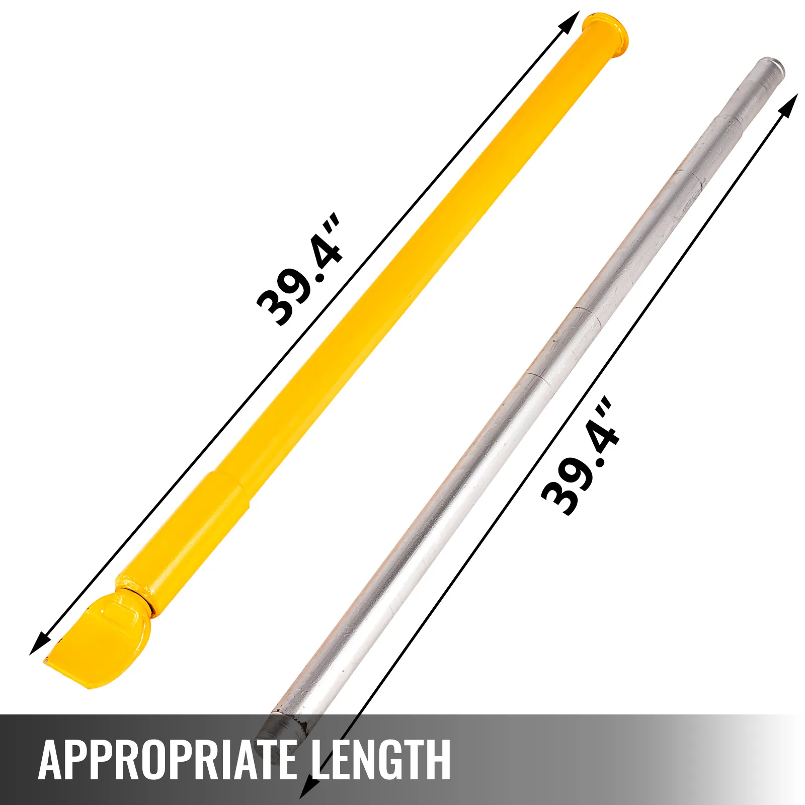 Mango destalonador de neumáticos VEVOR, 39,4 pulgadas, varillas amarillas y plateadas.