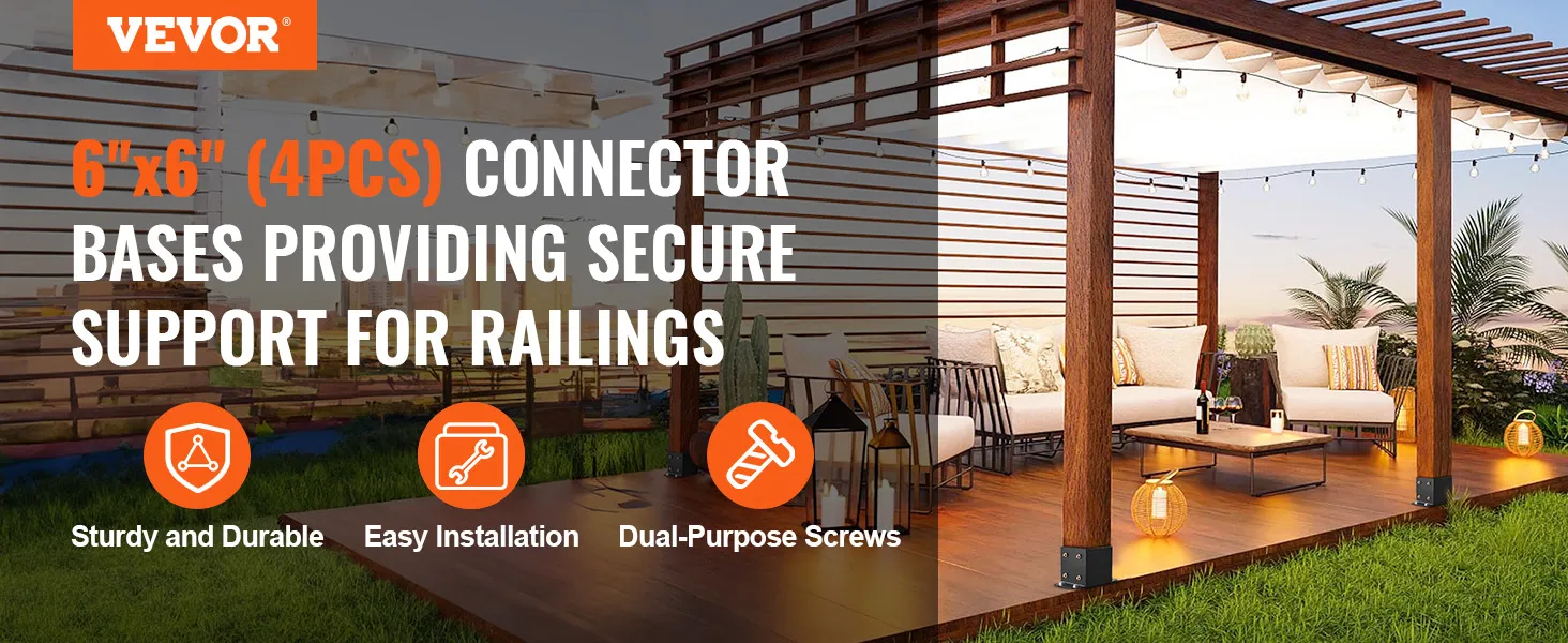 VEVOR post base brackets offering sturdy, durable, and easy installation for secure railing support.