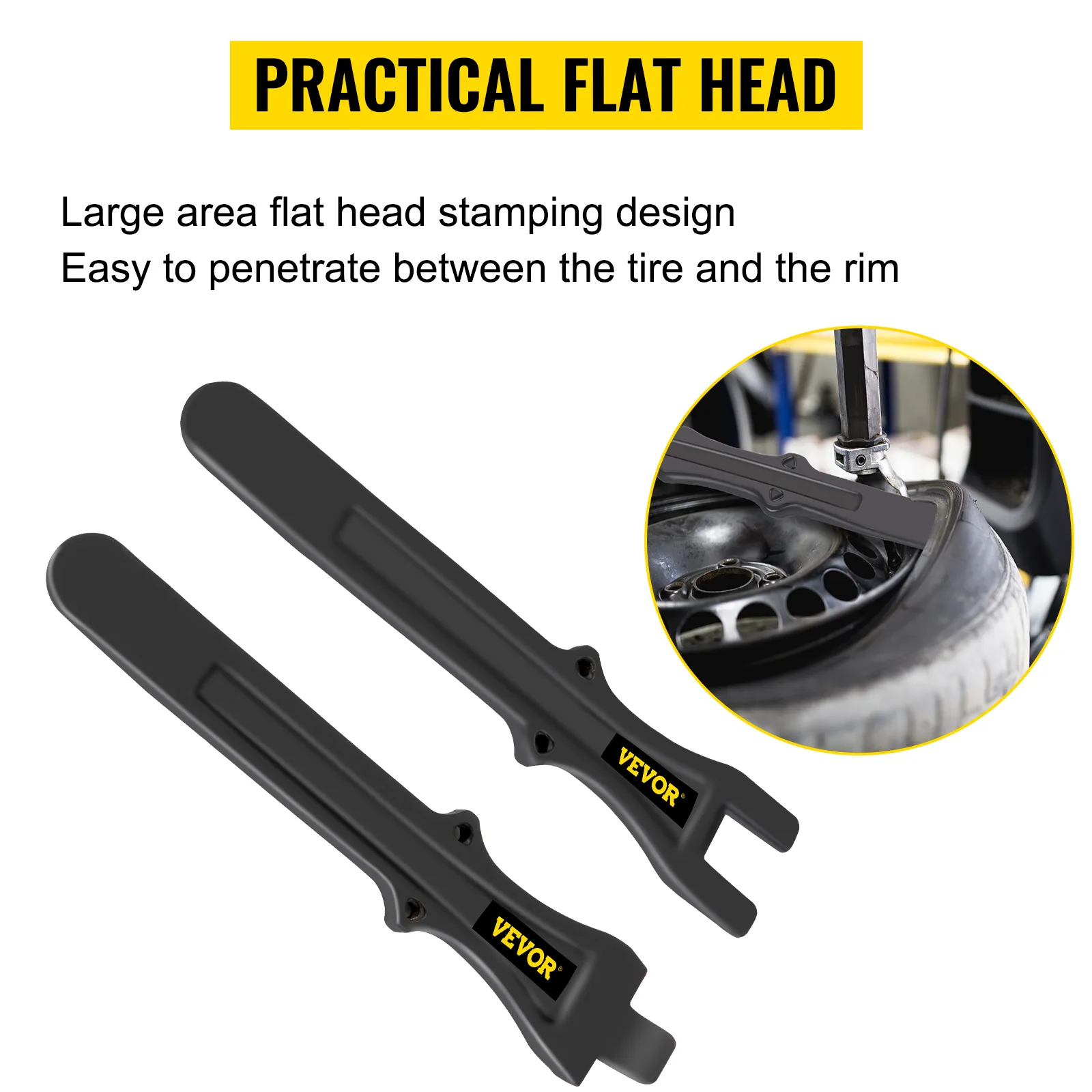 VEVOR tire changing tool with flat head design for easy tire and rim separation.