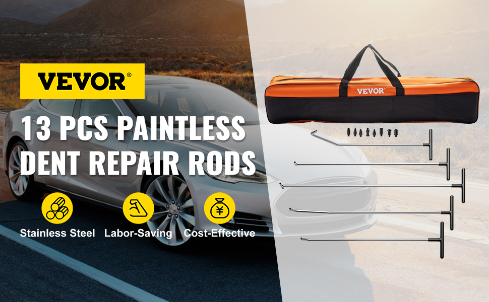 Kit Réparation Bosses Sans Peinture - 4 Outils Acier (21 à 51 Cm) - Débosselage Carrosserie Voiture Non Invasif - 4